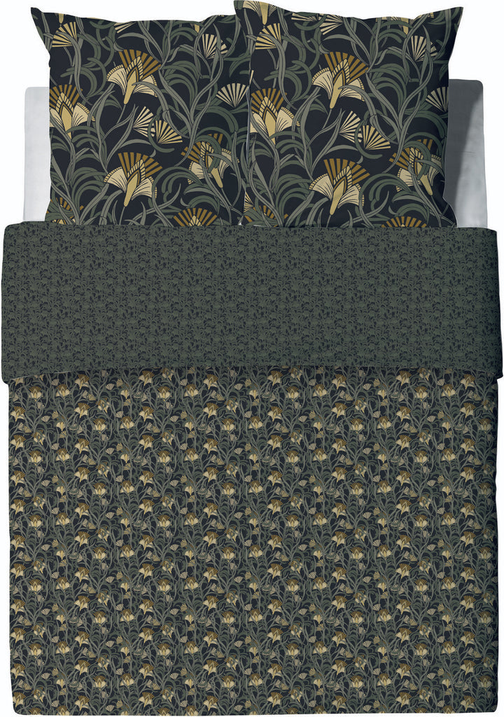 Parure De Lit - 3 Pièces - 100% Coton 57 Fils - Liana Gris Foncé