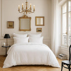 Housse De Couette - 100% Satin De Coton Lavé - 105 Fils - Blanc