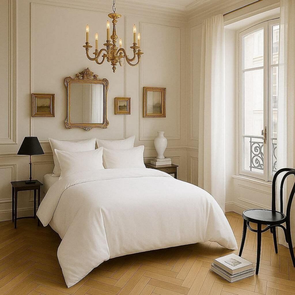 Housse De Couette - 100% Satin De Coton Lavé - 105 Fils - Blanc