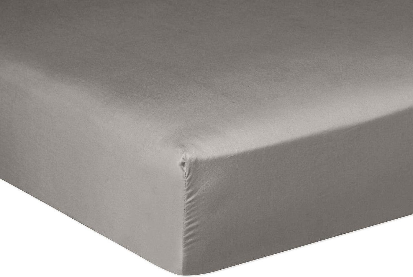 Drap Housse - 100% Satin De Coton Lavé 105 Fils - Gris Clair