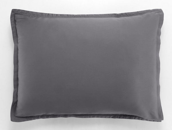 Taie D'Oreiller - 100% Satin De Coton Lavé 105 Fils - Gris Foncé