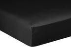 Drap Housse - 100% Satin De Coton Lavé 105 Fils - Noir