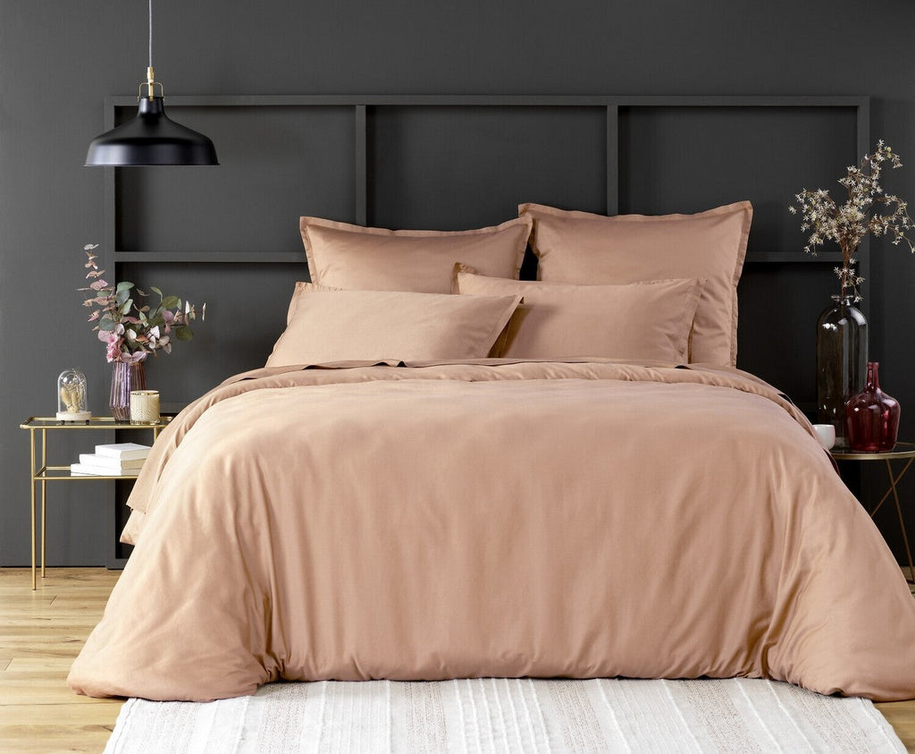 Drap Housse - 100% Satin De Coton Lavé 105 Fils - Nude
