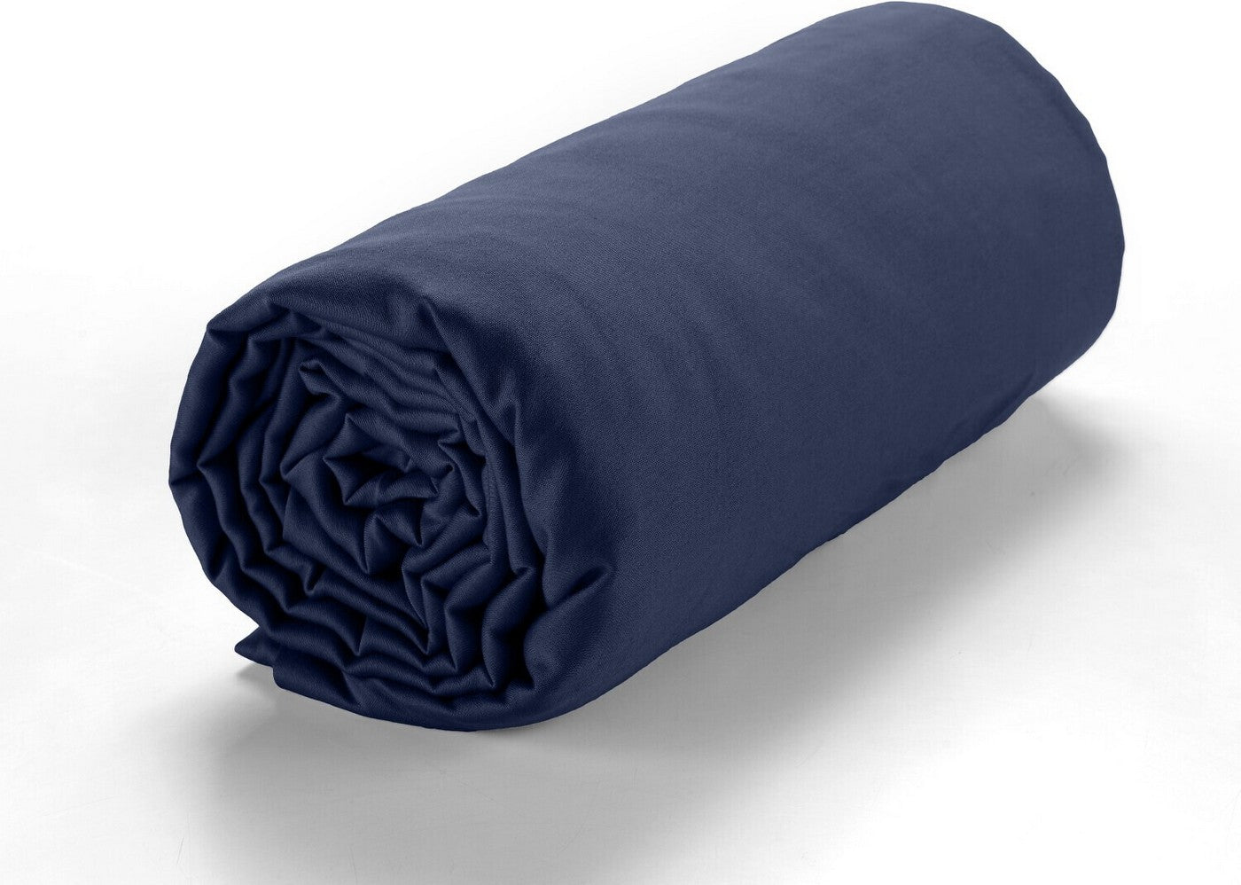 Drap Housse - 100% Satin De Coton Lavé 105 Fils - Bleu Marine