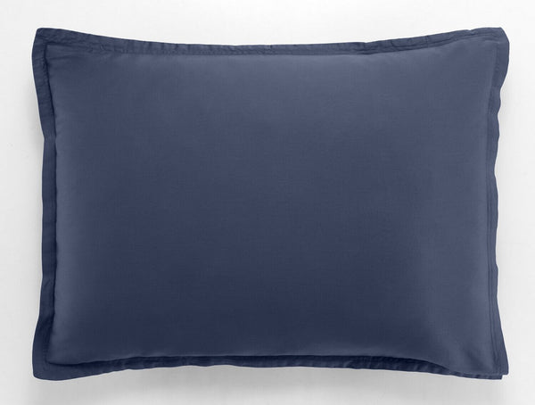 Taie D'Oreiller - 100% Satin De Coton Lavé 105 Fils - Bleu Marine