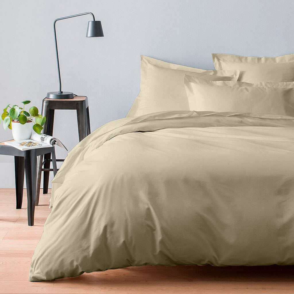 Housse De Couette - 100% Satin De Coton Lavé - 105 Fils - Beige