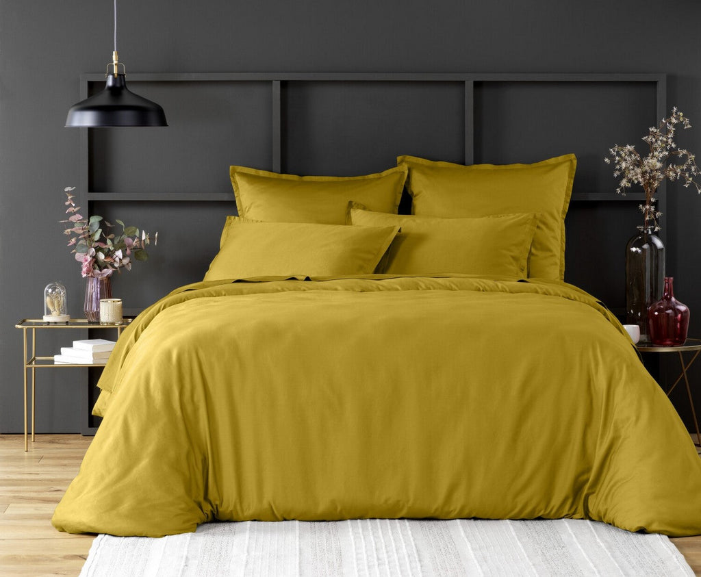 Drap Housse - 100% Satin De Coton Lavé 105 Fils - Marron