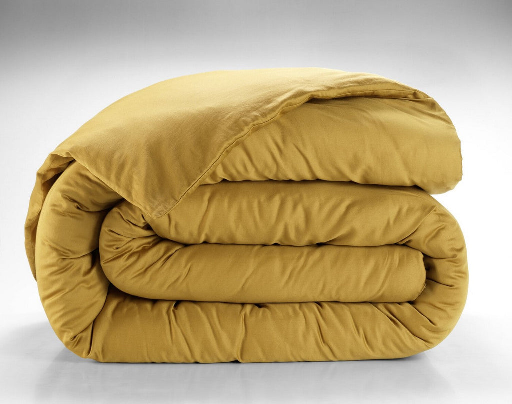 Housse De Couette - 100% Satin De Coton Lavé 105 Fils - Marron