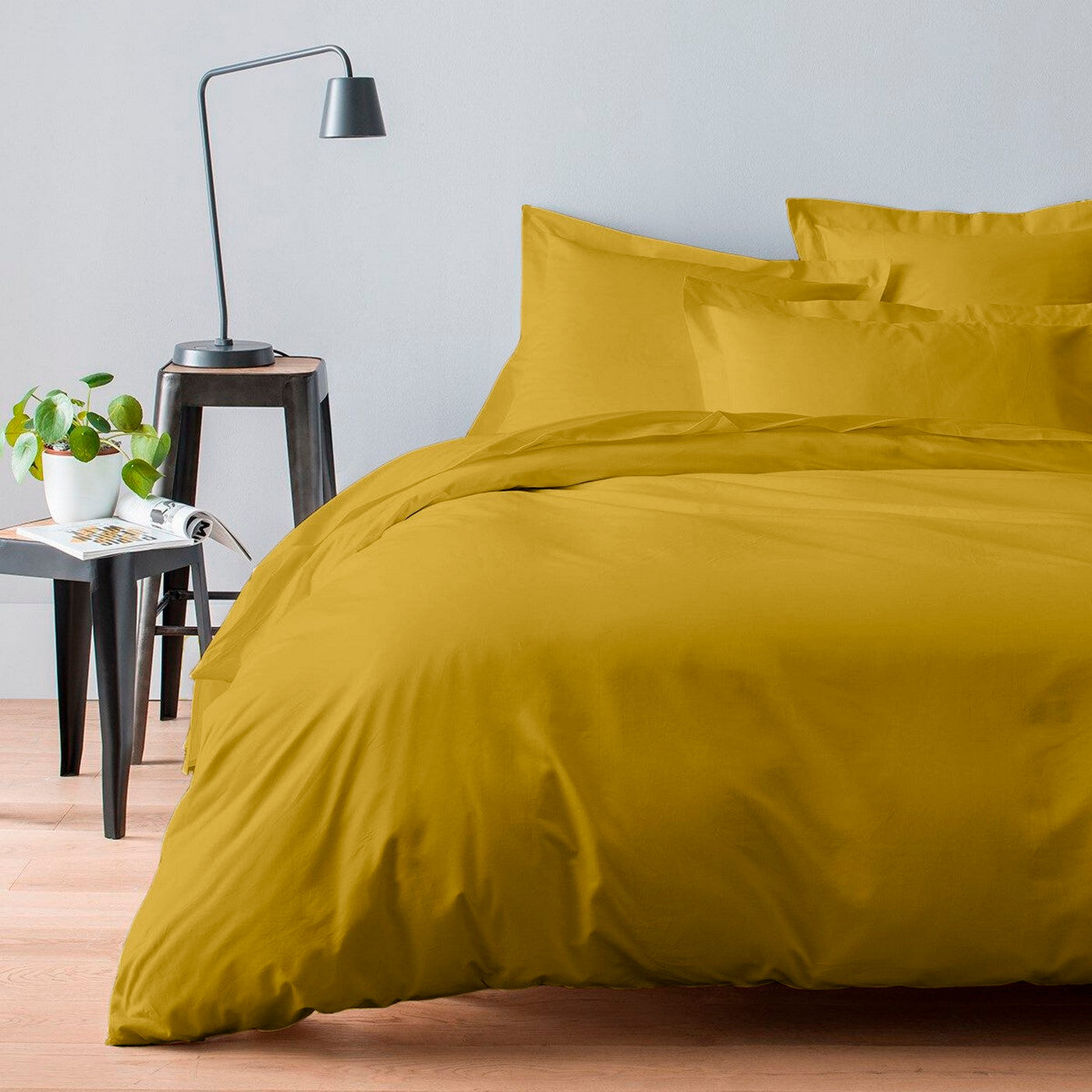 Housse De Couette - 100% Satin De Coton Lavé 105 Fils - Marron