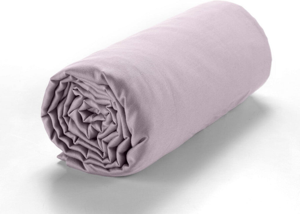 Drap Housse - 100% Satin De Coton Lavé 105 Fils - Violet