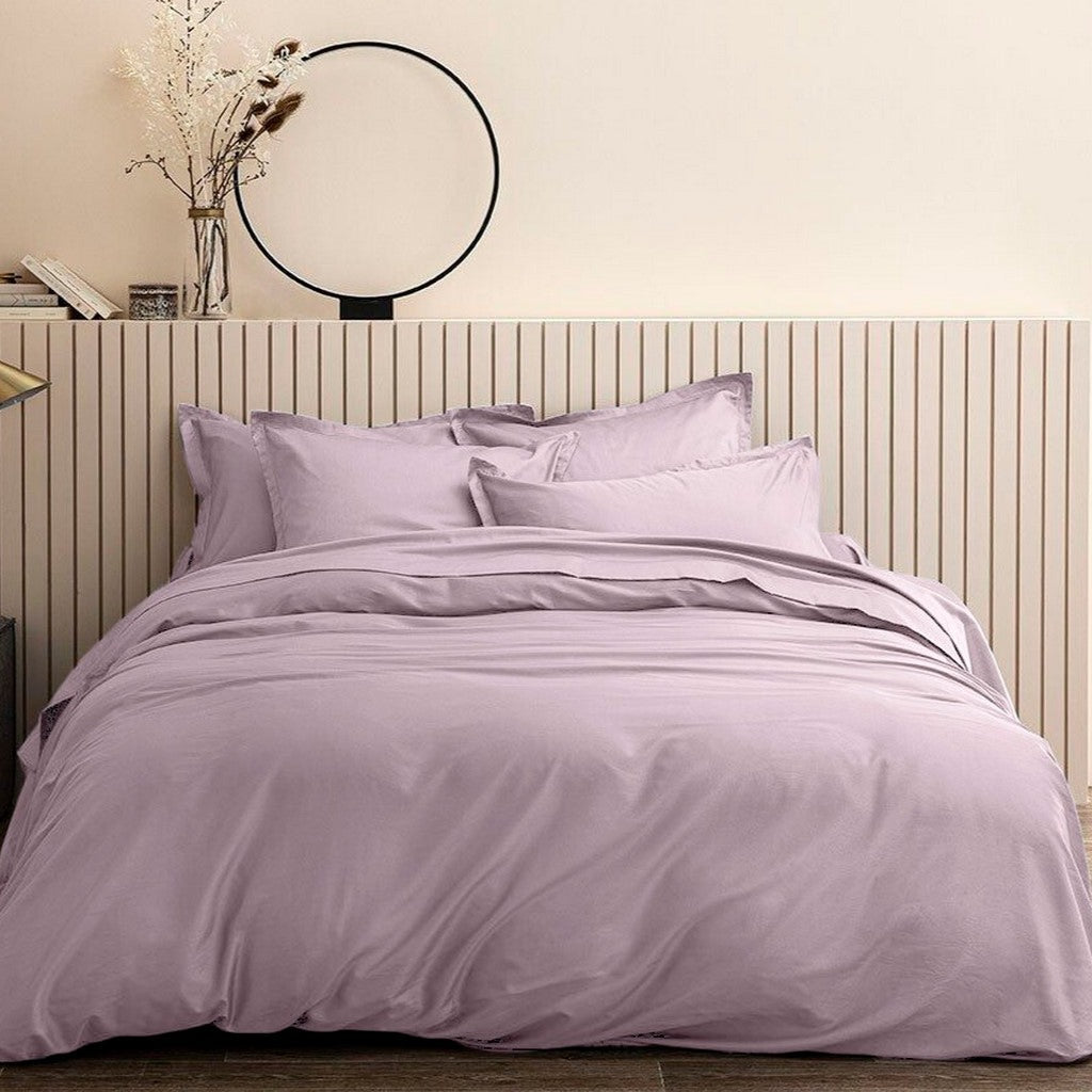 Housse De Couette - 100% Satin De Coton Lavé 105 Fils - Tourterelle