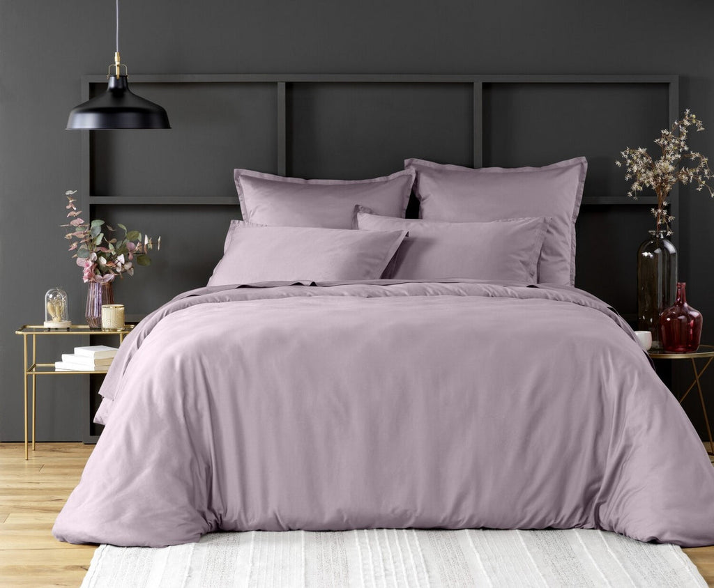 Housse De Couette - 100% Satin De Coton Lavé 105 Fils - Tourterelle