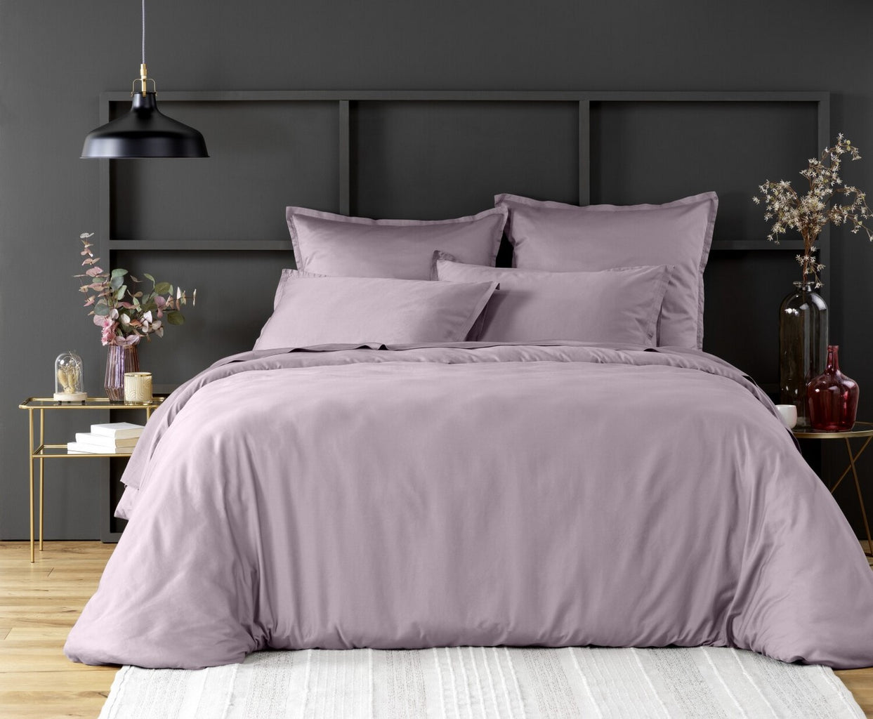 Housse De Couette - 100% Satin De Coton Lavé 105 Fils - Tourterelle