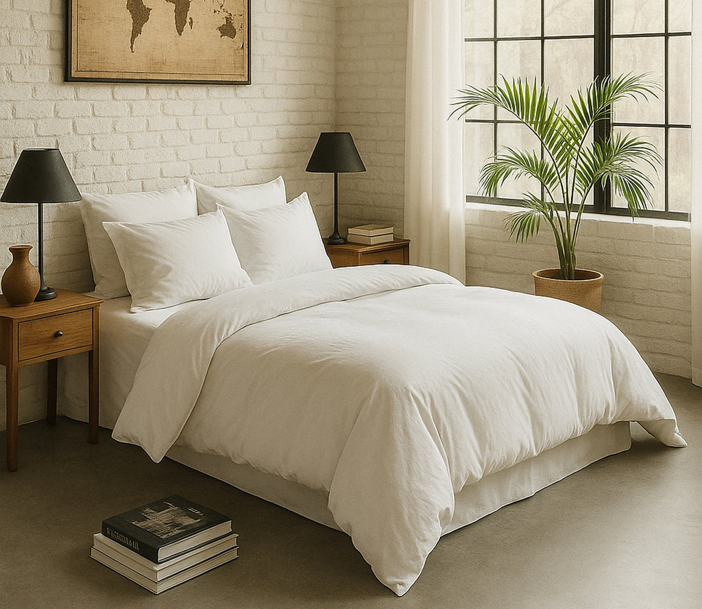 Drap Housse - 100% Percale De Coton Lavé 80 Fils - Blanc Nuage