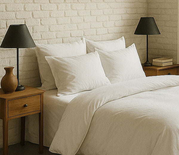 Taie D'Oreiller - 100% Percale De Coton Lavé 80 Fils - Blanc Nuage