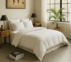 Housse De Couette - 100% Percale De Coton Lavé - 80 Fils - Blanc Nuage