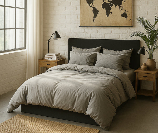 Taie D'Oreiller - 100% Percale De Coton Lavé 80 Fils - Gris Perle
