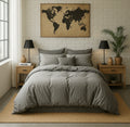 Housse De Couette - 100% Percale De Coton Lavé - 80 Fils - Gris Perle