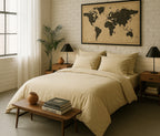 Housse De Couette - 100% Percale De Coton Lavé - 80 Fils - Ecru Naturel