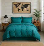 Drap Housse - 100% Percale De Coton Lavé 80 Fils - Bleu Canard