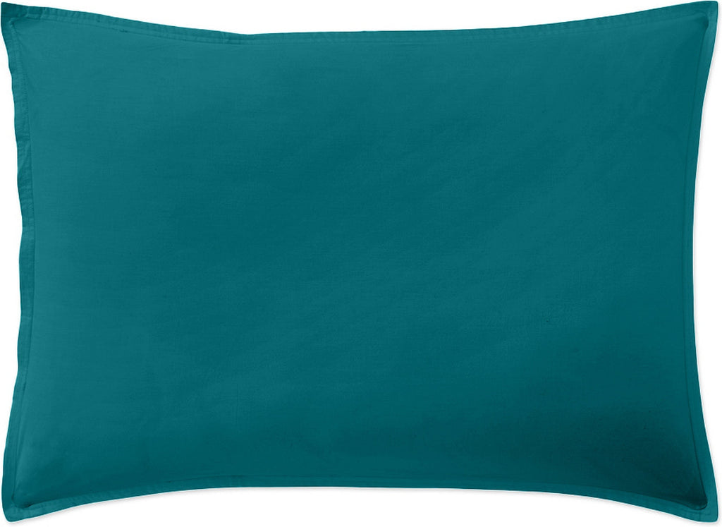 Taie D'Oreiller - 100% Percale De Coton Lavé 80 Fils - Bleu Canard