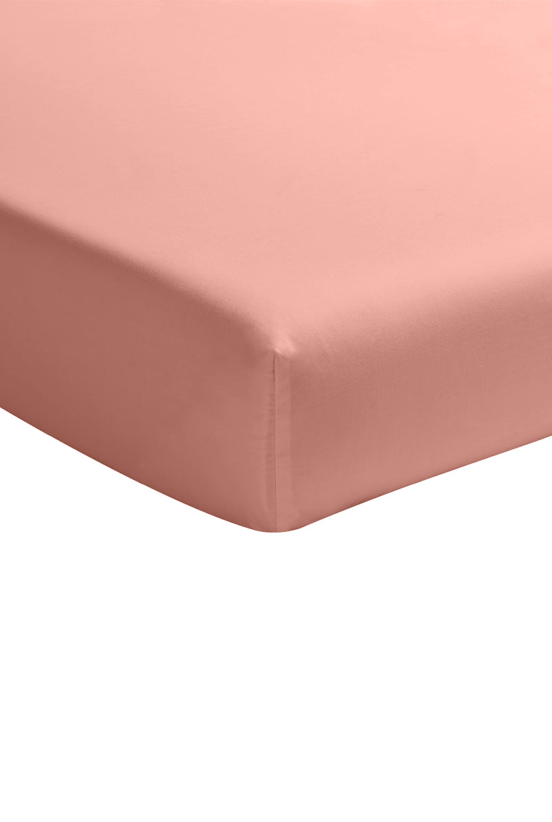 Drap Housse - 100% Percale De Coton Lavé 80 Fils - Rose Poudré