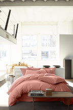 Housse De Couette - 100% Percale De Coton Lavé - 80 Fils - Rose Poudré