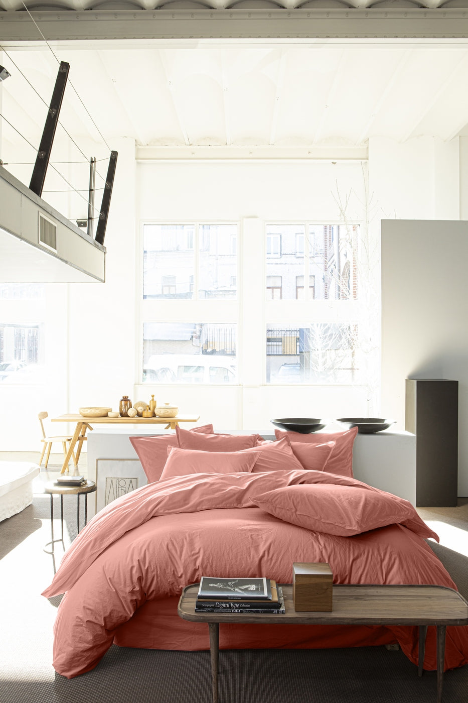 Housse De Couette - 100% Percale De Coton Lavé - 80 Fils - Rose Poudré