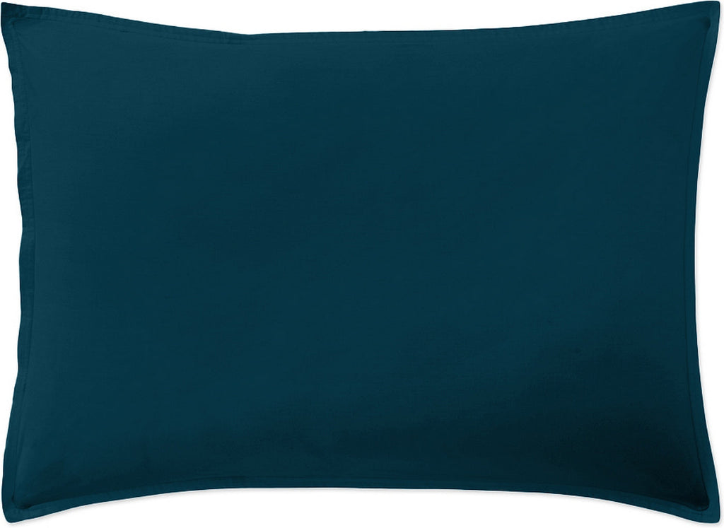 Taie D'Oreiller - 100% Percale De Coton Lavé 80 Fils - Bleu Impérial