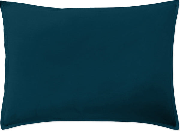 Taie D'Oreiller - 100% Percale De Coton Lavé 80 Fils - Bleu Impérial