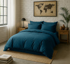 Taie D'Oreiller - 100% Percale De Coton Lavé 80 Fils - Bleu Impérial
