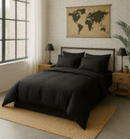Drap Housse - 100% Percale De Coton Lavé 80 Fils - Noir Minuit