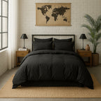 Taie D'Oreiller - 100% Percale De Coton Lavé 80 Fils - Noir Minuit