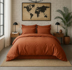Taie D'Oreiller - 100% Percale De Coton Lavé 80 Fils - Terracotta