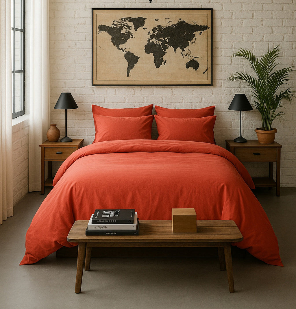 Taie D'Oreiller - 100% Percale De Coton Lavé 80Fils - Terre De Sienne