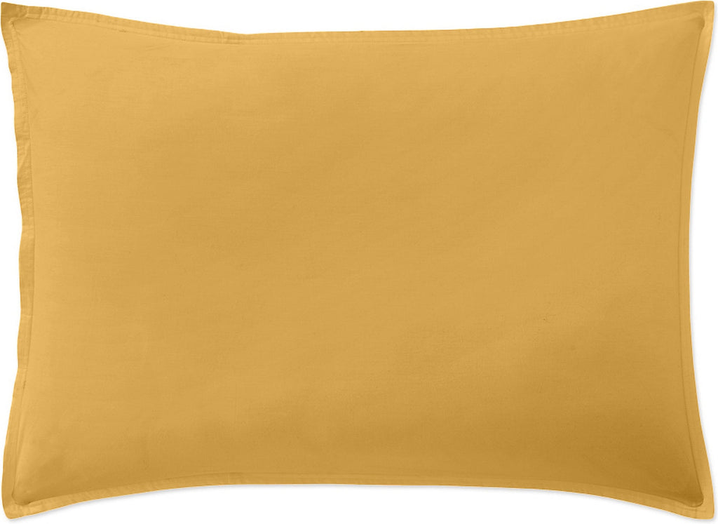 Taie D'Oreiller - 100% Percale De Coton Lavé 80Fils - Jaune Moutarde