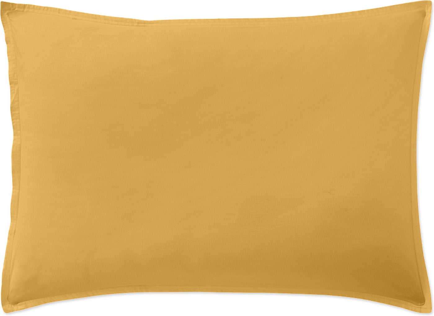 Taie D'Oreiller - 100% Percale De Coton Lavé 80Fils - Jaune Moutarde