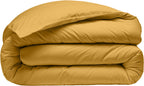 Housse De Couette - 100% Percale De Coton Lavé - 80 Fils/Cm²- Finition Bouteille 40Cm- Jaune Moutarde