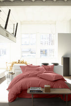 Drap Housse Uni - 100% Percale De Coton Lavé - 80 Fils/Cm²- Finition Bonnet 30Cm- Vieux Rose