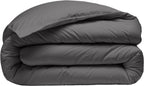 Housse De Couette - 100% Percale De Coton Lavé - 80 Fils/Cm²- Finition Bouteille 40Cm- Gris Magnet