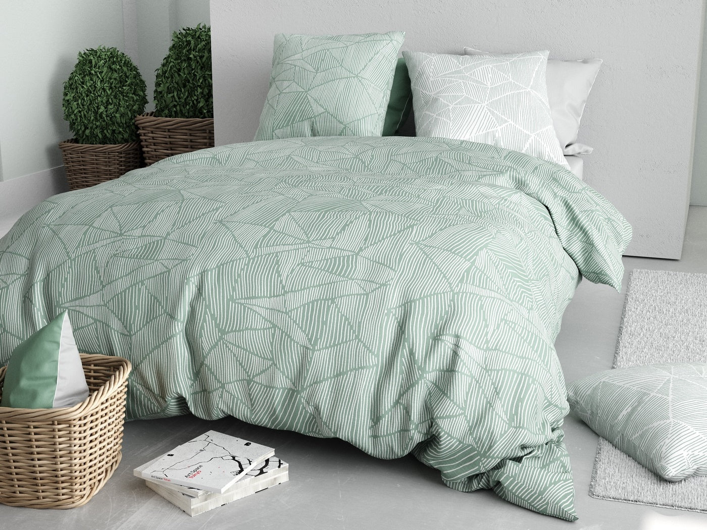 Parure De Lit (Hc + To) - 100% Coton 57 Fils - Imprimé Adely