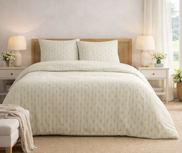 Parure Housse De Couette Tess - 100% Coton Lavé - Imprimé