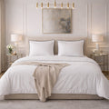 Parure Housse De Couette Talie Uni Blanc - 100% Satin De Coton 120Fils - Blanc