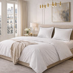 Parure Housse De Couette Talie Uni Blanc - 100% Satin De Coton 120Fils - Blanc