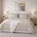 Parure Housse De Couette Talie Uni Beige - 100% Satin De Coton 120Fils - Beige