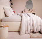 Parure De Couette 3 Pcs 100% Gaze De Coton Lavé Ecru Naturel