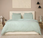 Parure De Couette 3 Pcs 100% Gaze De Coton Lavé Vert Givrée