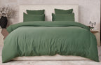 Parure De Couette 3 Pcs 100% Gaze De Coton Lavé Vert Cèdre