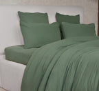 Parure De Couette 3 Pcs 100% Gaze De Coton Lavé Vert Cèdre