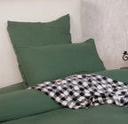 Parure De Couette 3 Pcs 100% Gaze De Coton Lavé Vert Cèdre